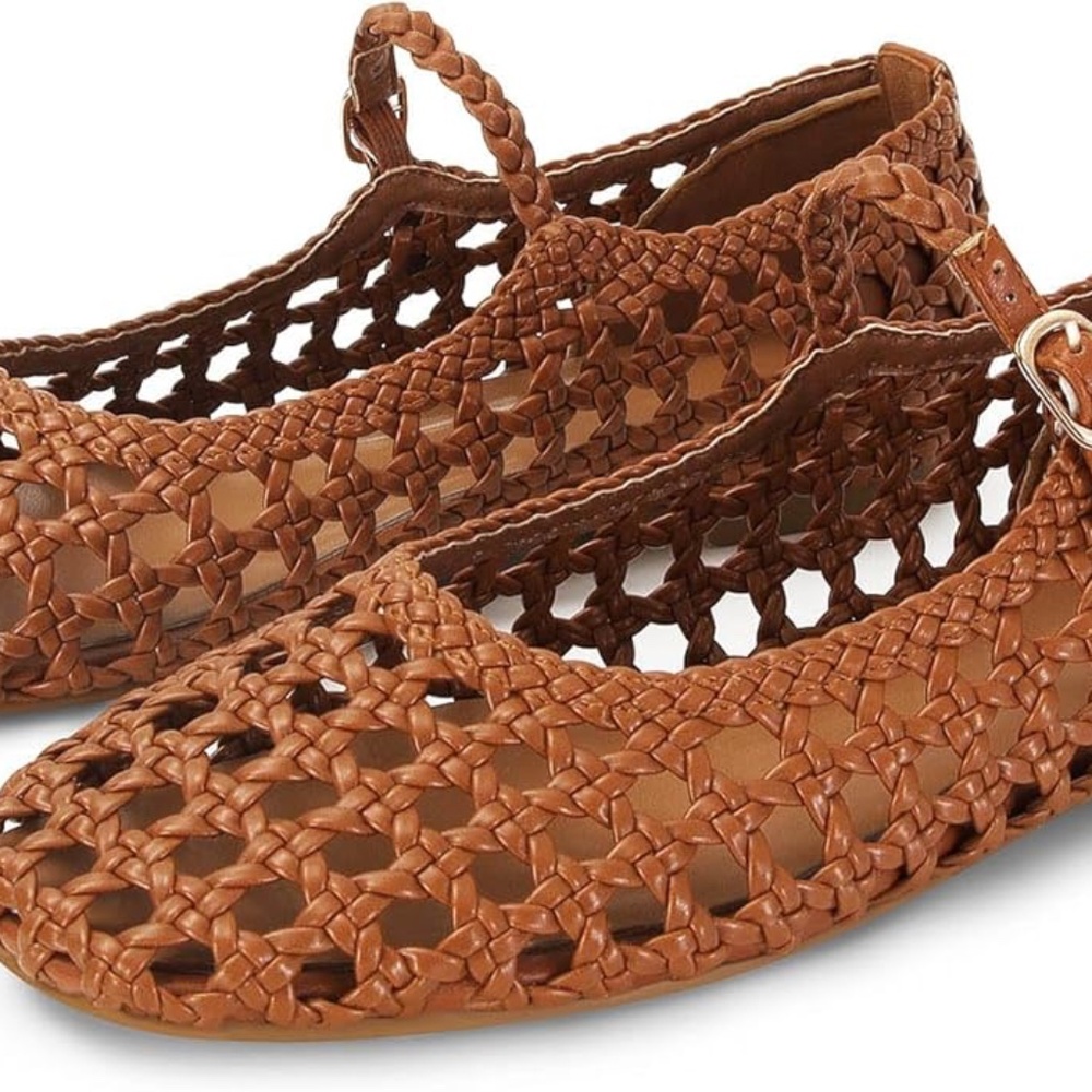 MICIFA NEW Brown Woven 'Mary Jane' Flats - Picture 8 of 8